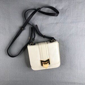 Vintage Treesje Small White Crossbody Accordion Style Structured Purse w/ Buckle